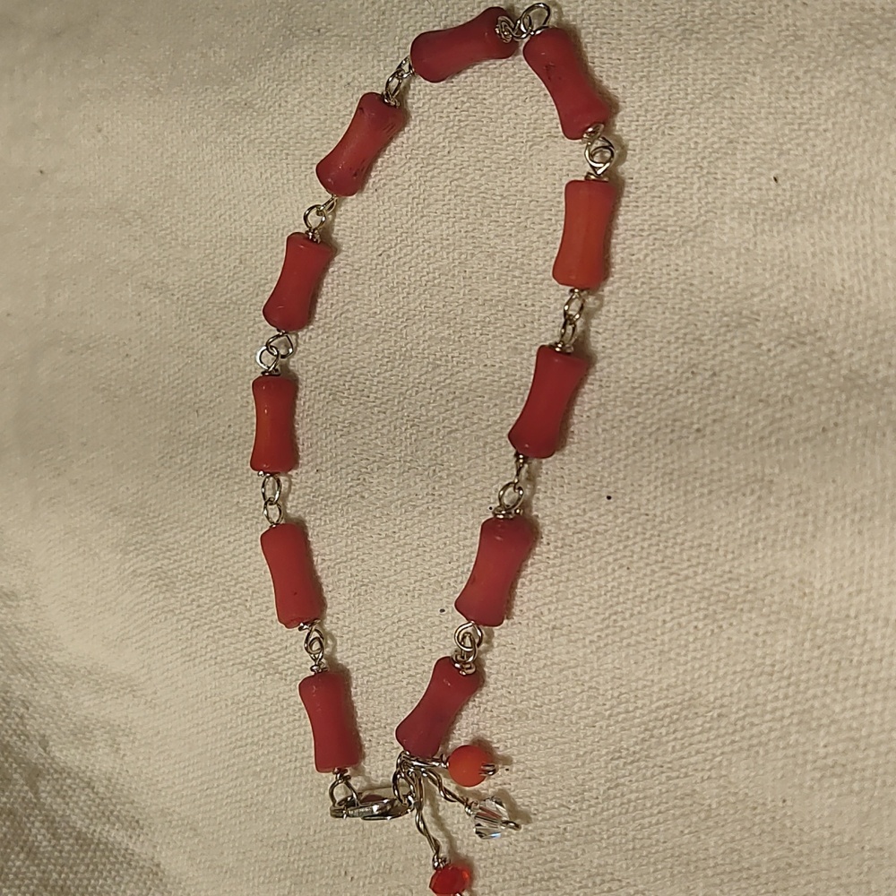 Bracelet,red coral,925 silver